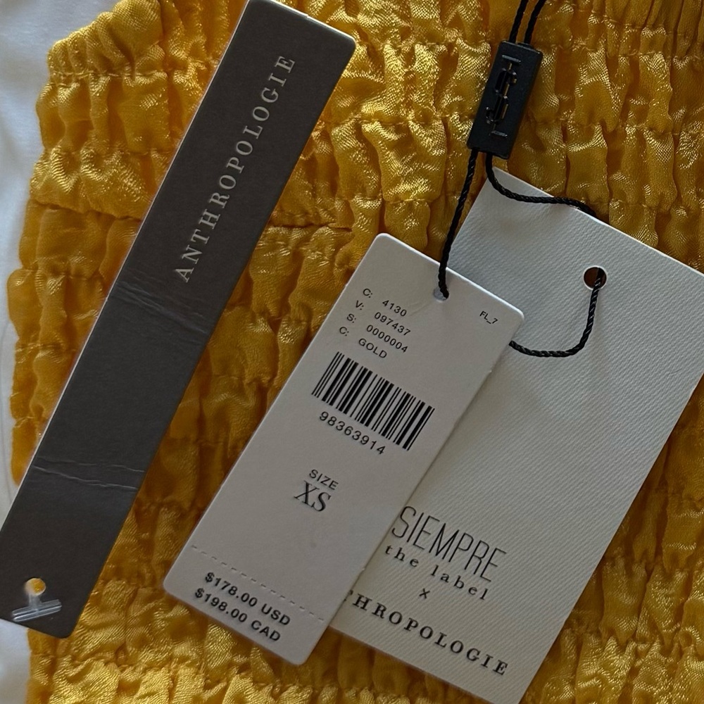 Anthropologie Golden Yellow Smocked Tank Dress - Picture 3 of 5